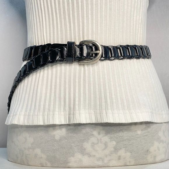 Other - Unisex Belt XL Waist Black Woven Genuine Leather